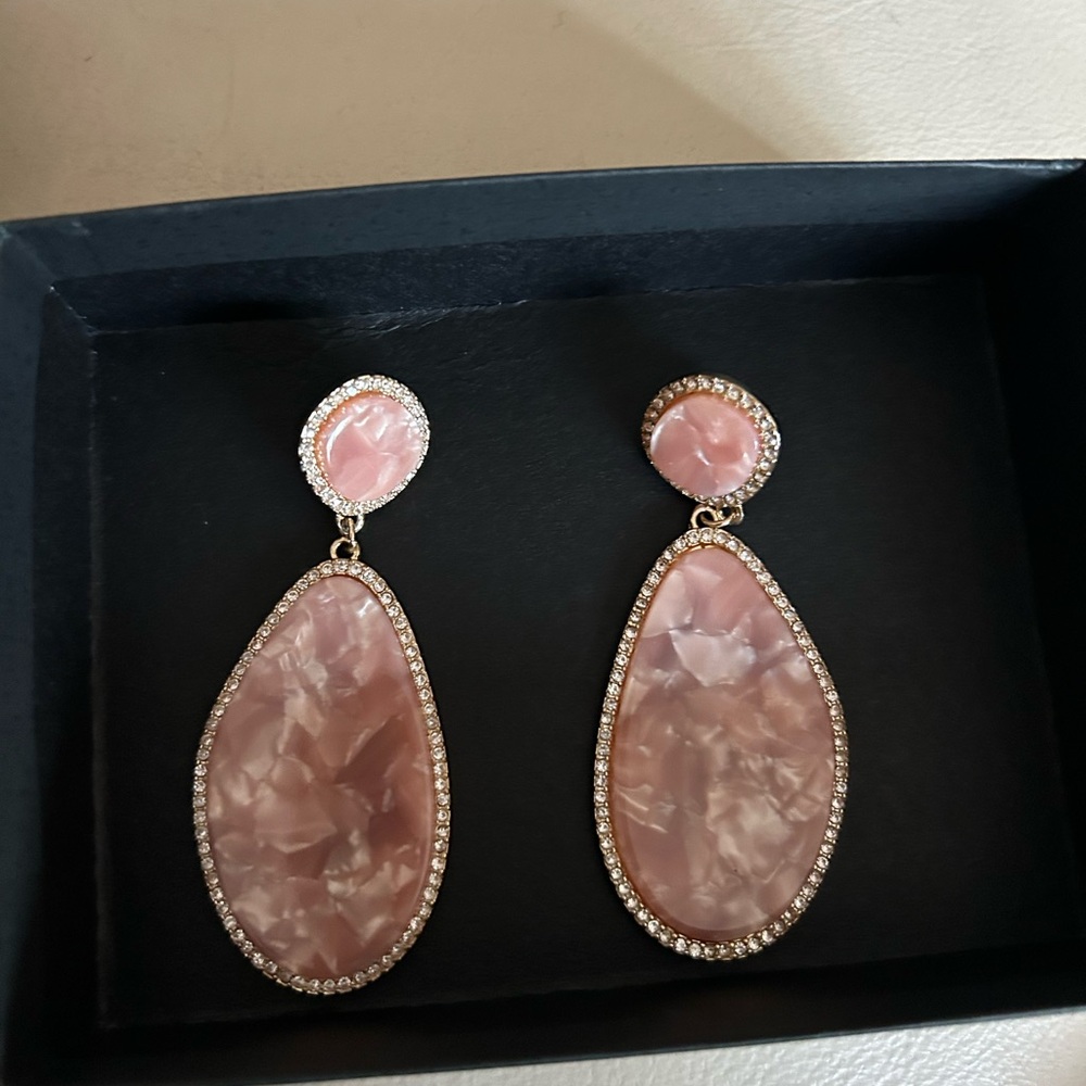 Chic Pink Marble Drop Earrings